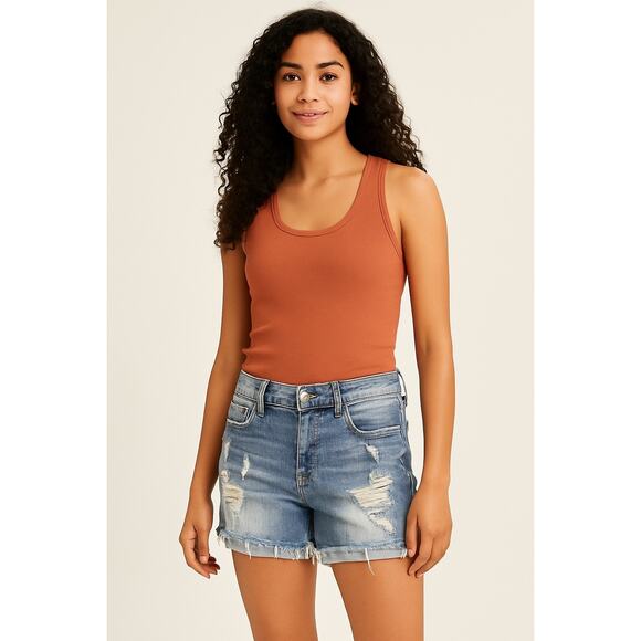 American Eagle Distressed Jean Shorts Super Super Stretch Size 10 - Picture 1 of 8